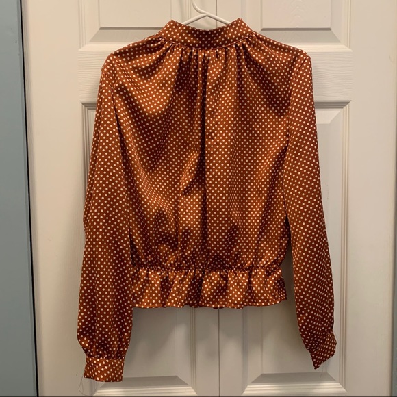 QUIZ Rusty Orange Polka Dot Blouse - US 4 - Picture 1 of 5